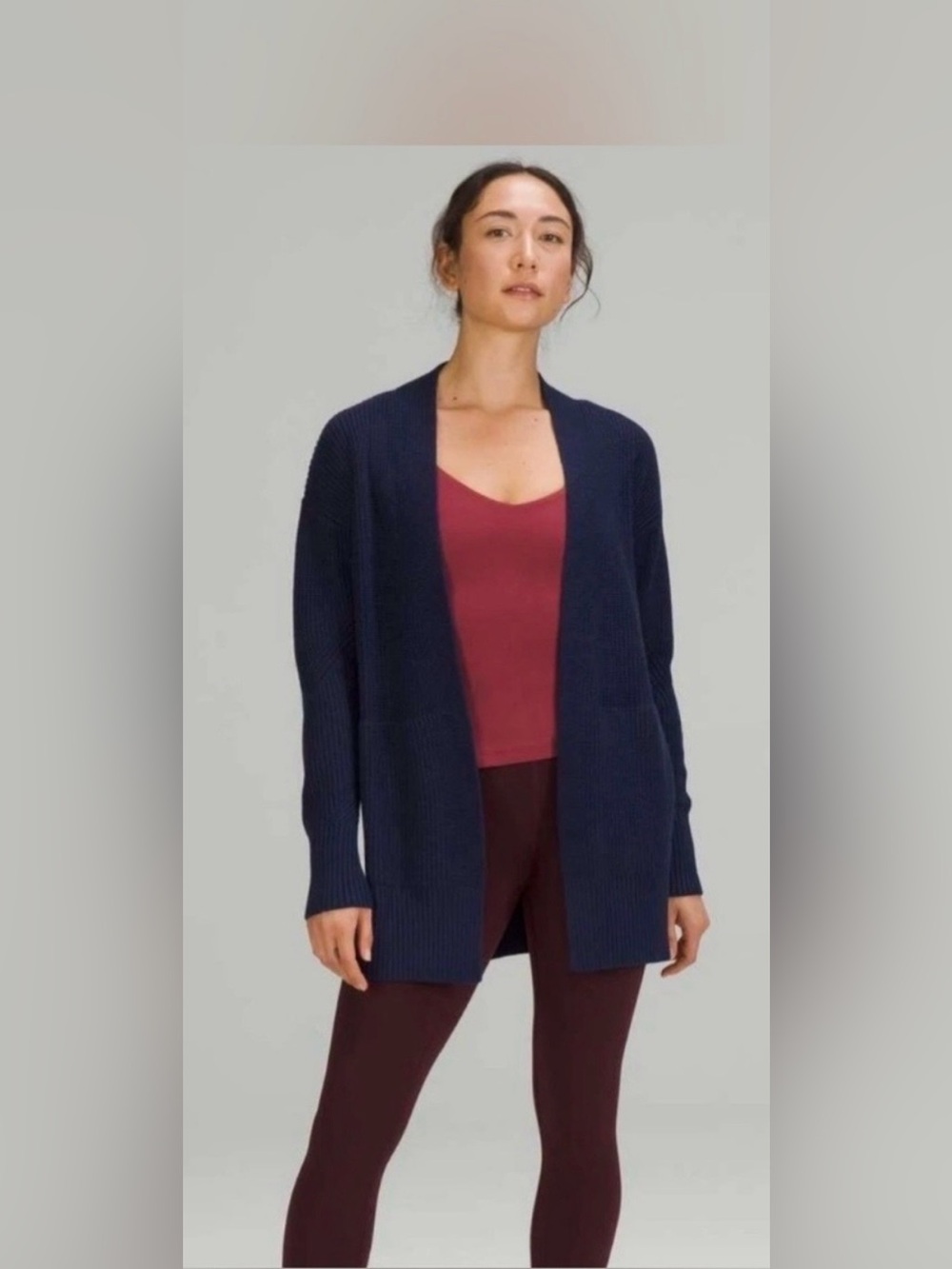 Lululemon Cashlu Sweater Wrap Night Sea Navy Blue Ribbed Cardigan Size XS/SM